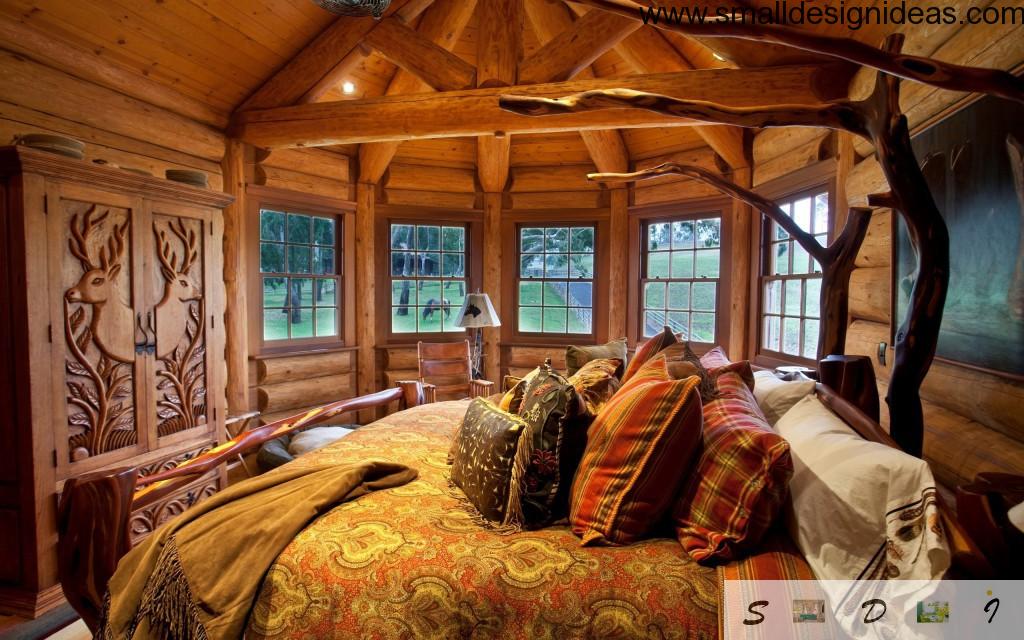 Little round wooden bedroom interior design