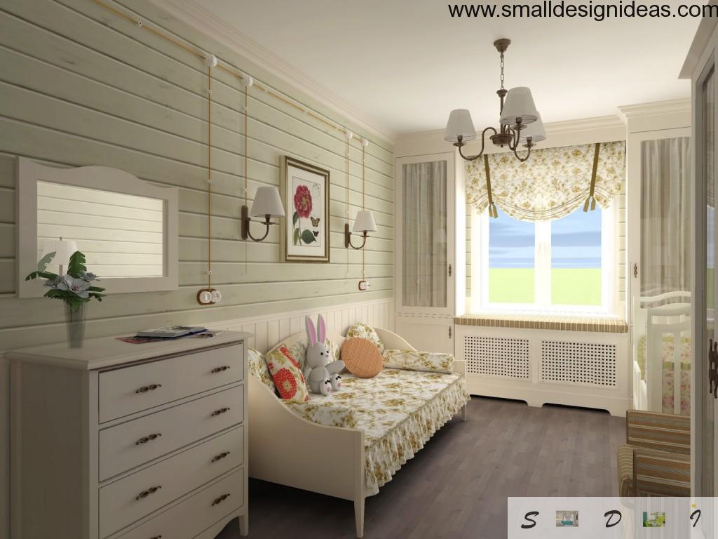 Classic American rural country-bedroom of white wood tones