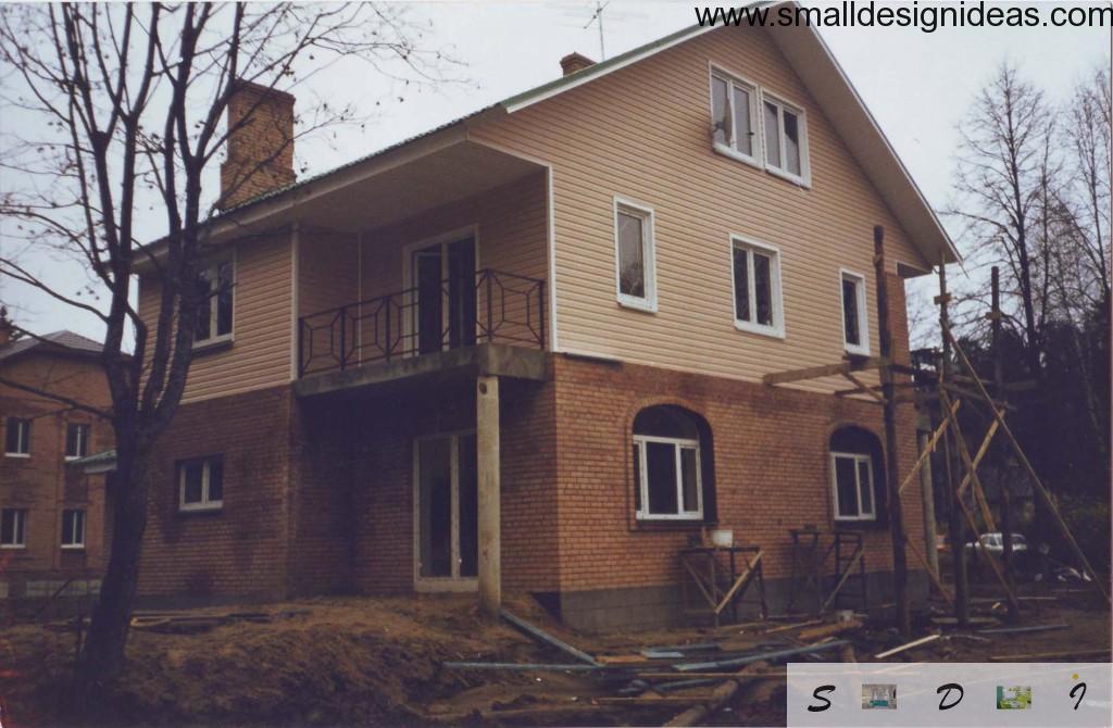 Warm colors facade paneling of the modern house