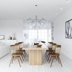 original wooden furniture inherent only to Scandinavian style in the dining room