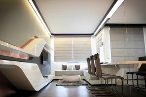 Style Futurism: unusual layout, form and unbound flight of fancy in real apartment