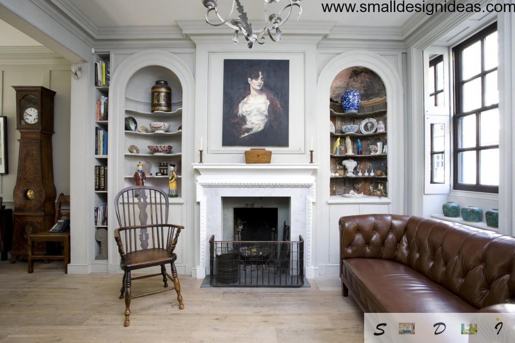 Contemporary English Style House Interior. Fireplace as the focal point of the living