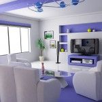 Futuristic purple living room