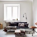 Original unusual leather and wood combination in rare Scandinavian Danish style