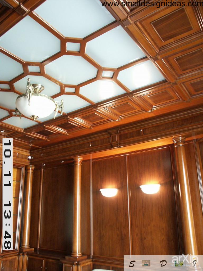 English style coffered wooden ceiling