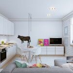 Bright spot in the Scandinavian Interior Design Style of the modern kitchen