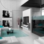 Living room in high-tech design style