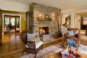 Cozy fireplace in the Rustic Interior Design Style of the house