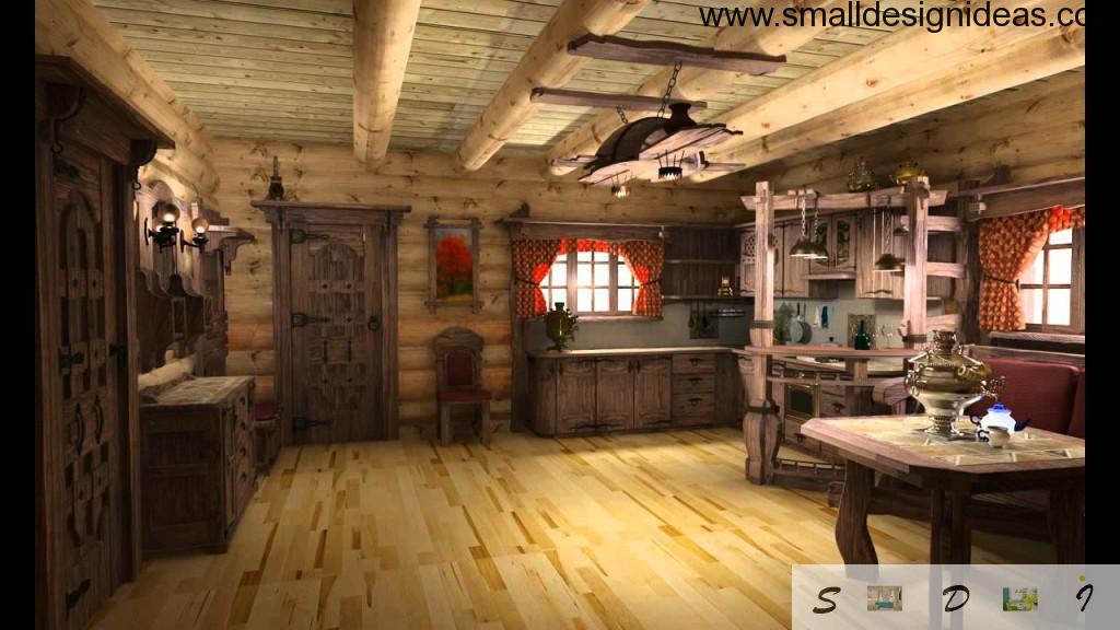 Nice natural Russian izba in Rustic Interior Design Style