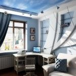 Marine Style Interior Design in the creative study room for adventurous kid