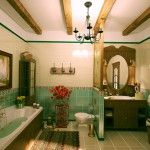 Nice turquoise style of retro in a bathroom