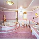 Rare pink design in the classic bathroom interior