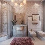 French classic interior of the bathroom