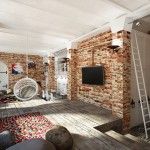 Classic Loft apartment interior with minimum of furnishing