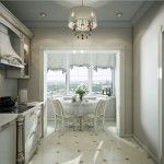 Dining room and kitchen in the classic style design