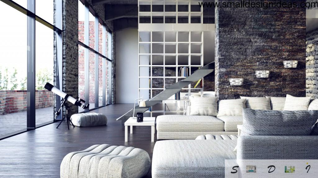 White Loft living room interior for romantic souls