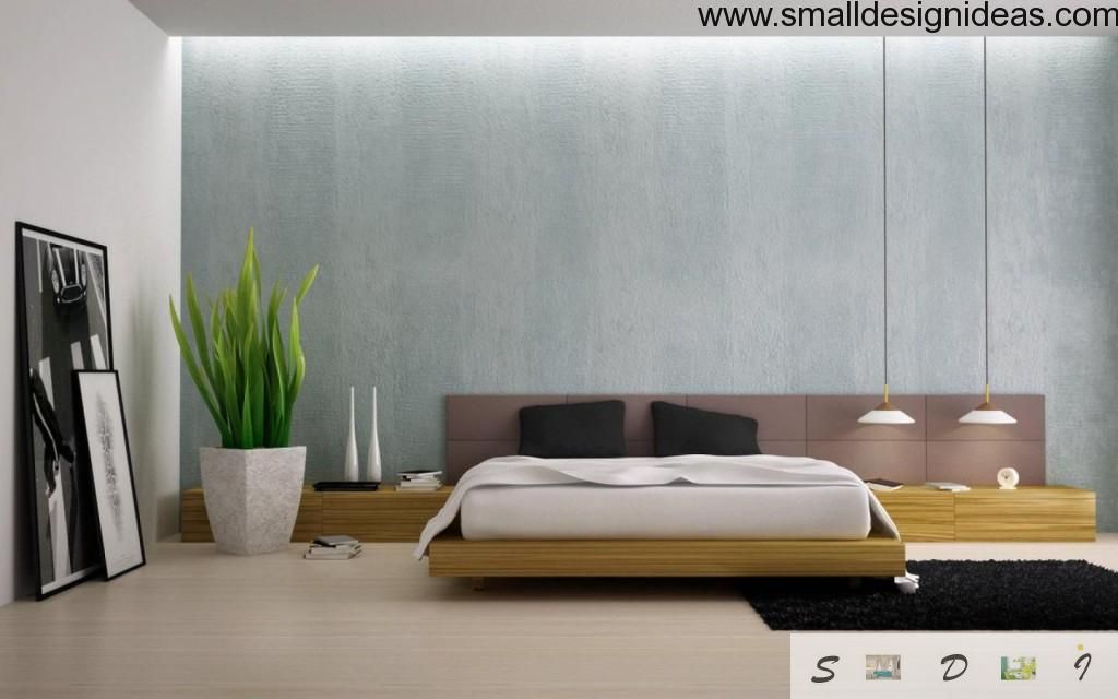 Minimalist bedroom with small amount of details and fresh flower decoration