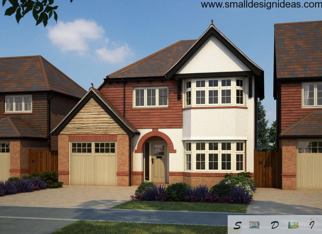 English Style Design for Country Houses with built-in garage near crossway