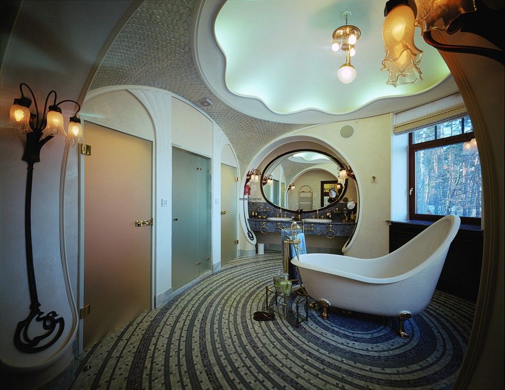 Unique futuristic bathroom in Art Nouveau