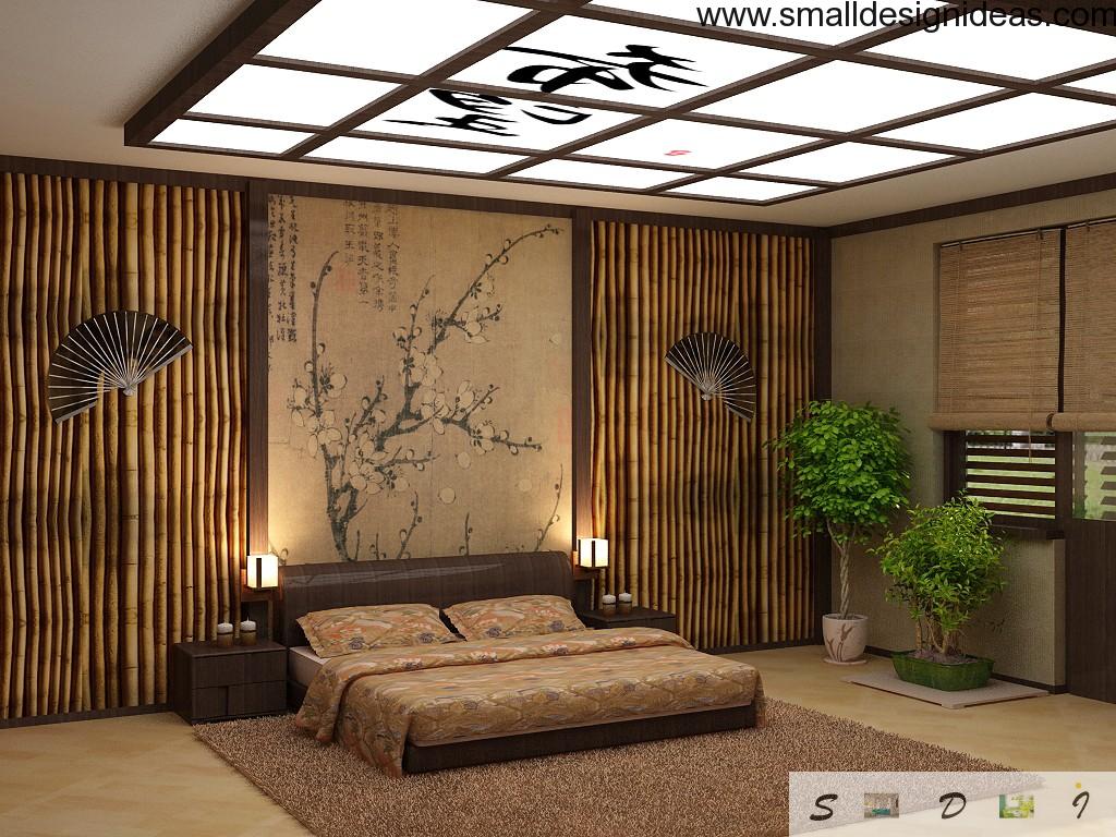 Discreet decoration of the bedroom in the classic Japanese style