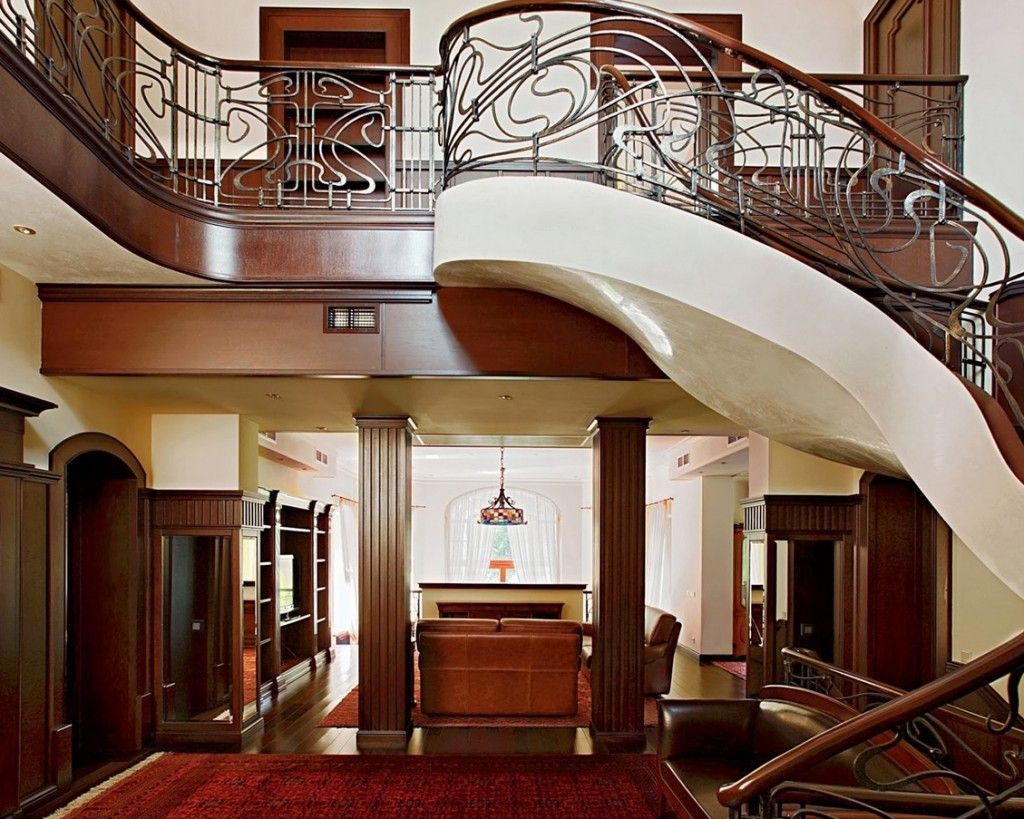 Stairs and second level of the private house in Art Nouveau style
