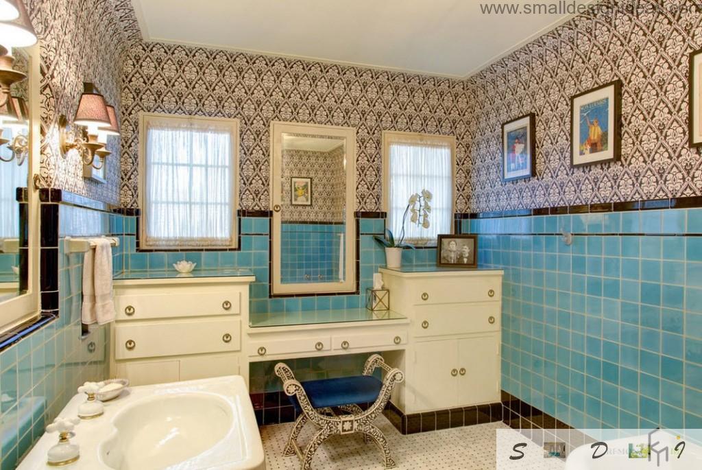 Blue shades in the classic bathroom interior