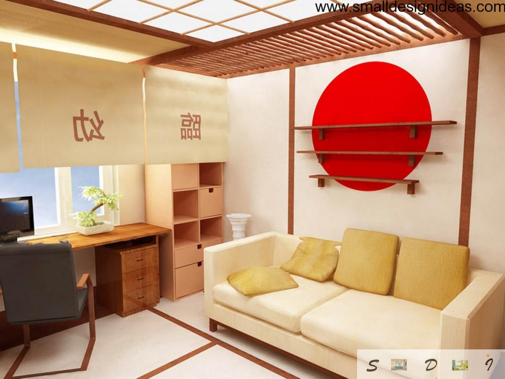 Japanese Interior Design Style in children`s room with evident decoration in Oriental elements