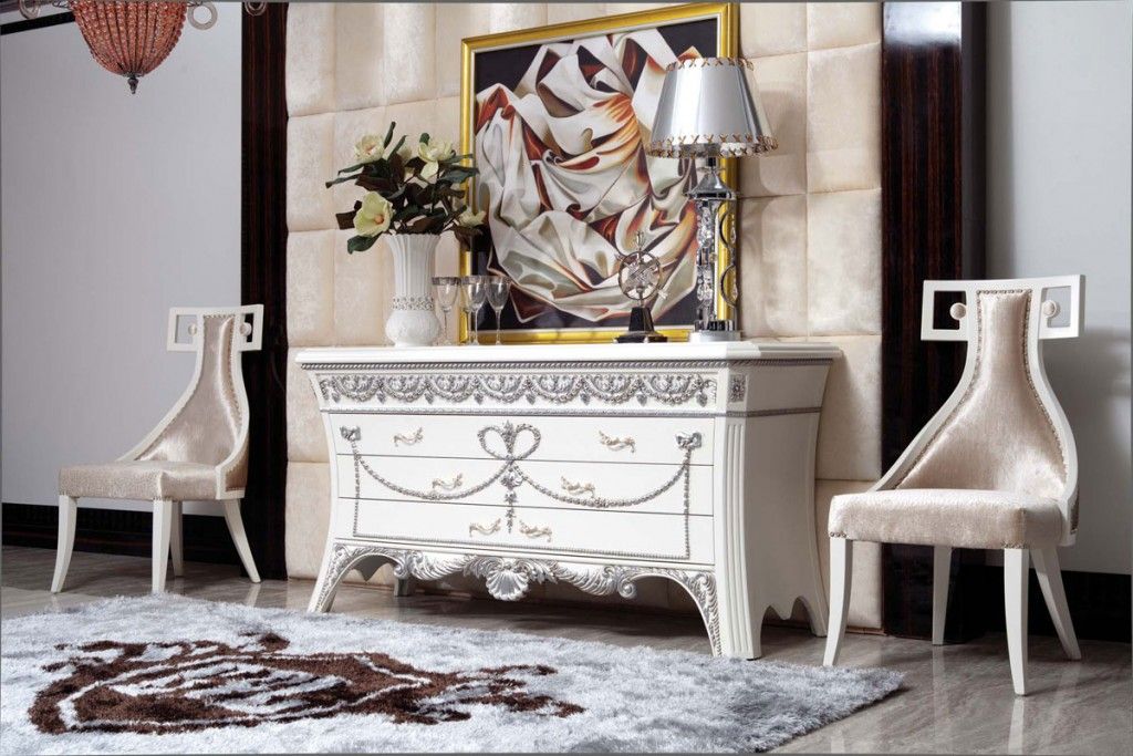 Furniture of the Art Nouveau style in white tones