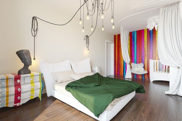 Bright and expressive eclectic design in the bedroom