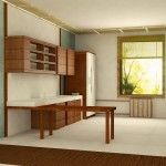 Ascetic kitchen in Japanese interior style