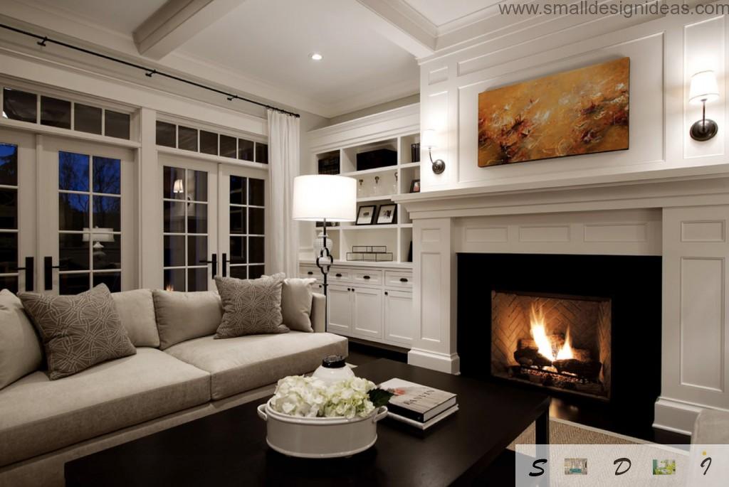 Fireplace in the calssic contemporary living room