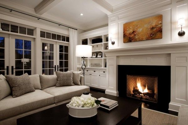 Fireplace in the calssic contemporary living room