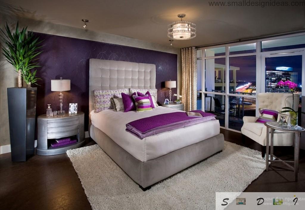 Purple color in the bedroom is relaxing and calming in the night