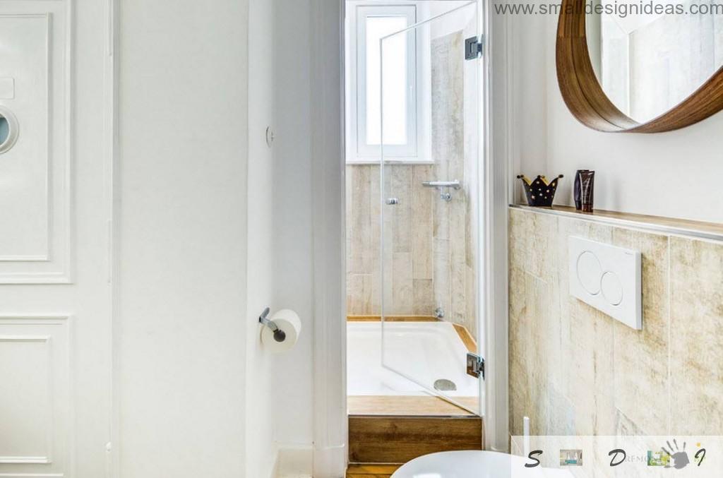 White bathroom theme in the loft apartment