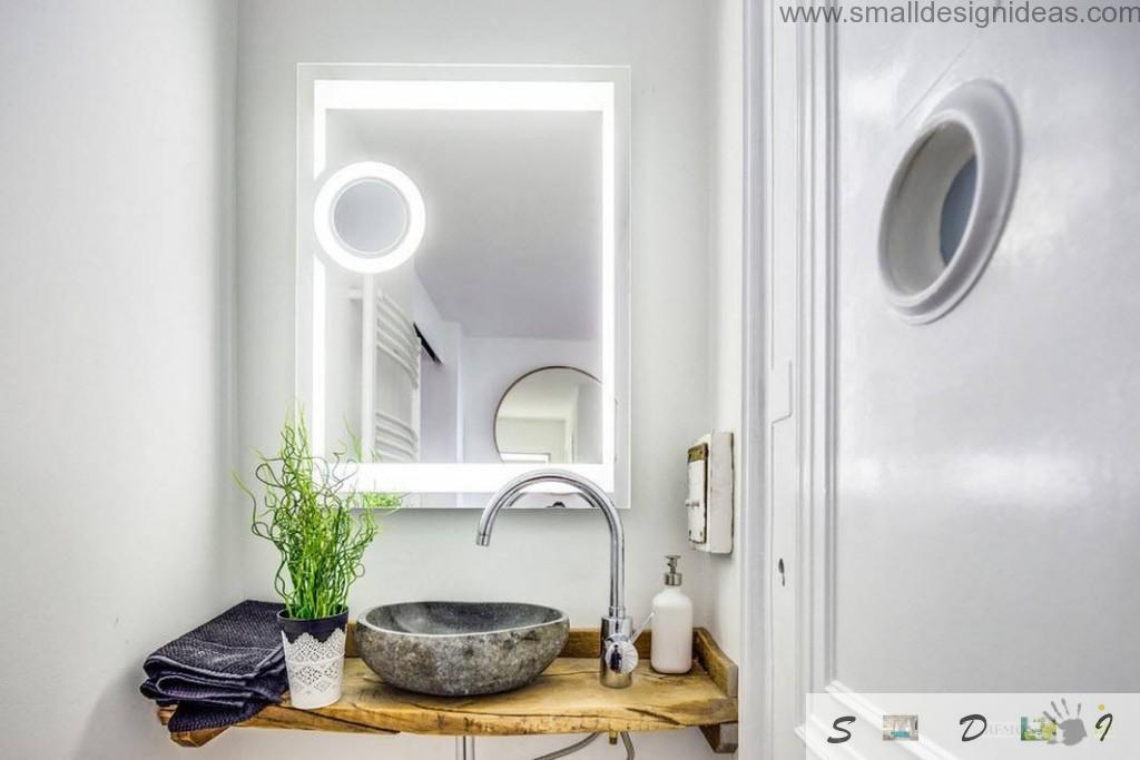 Futuristic design of the bathroom in overall loft style