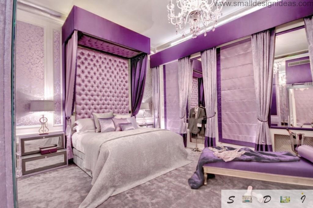 Purple color and soft walls for modern bedroom