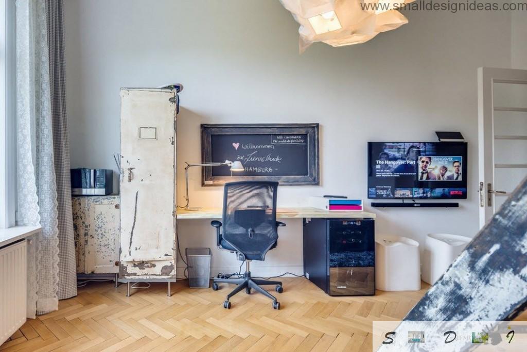 Study room loft style on German apartments looks austere