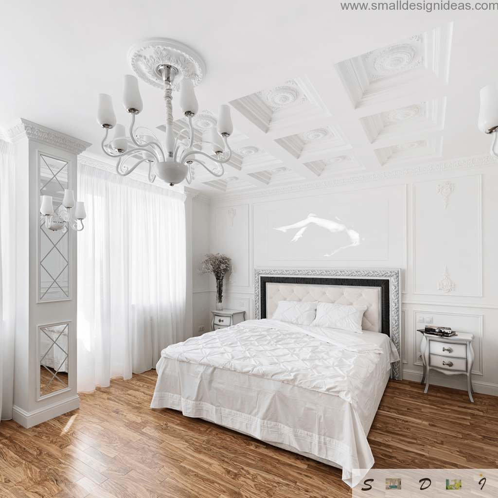 It is difficult to imagine the richness of stucco on the ceiling and wall decor in any other color than white