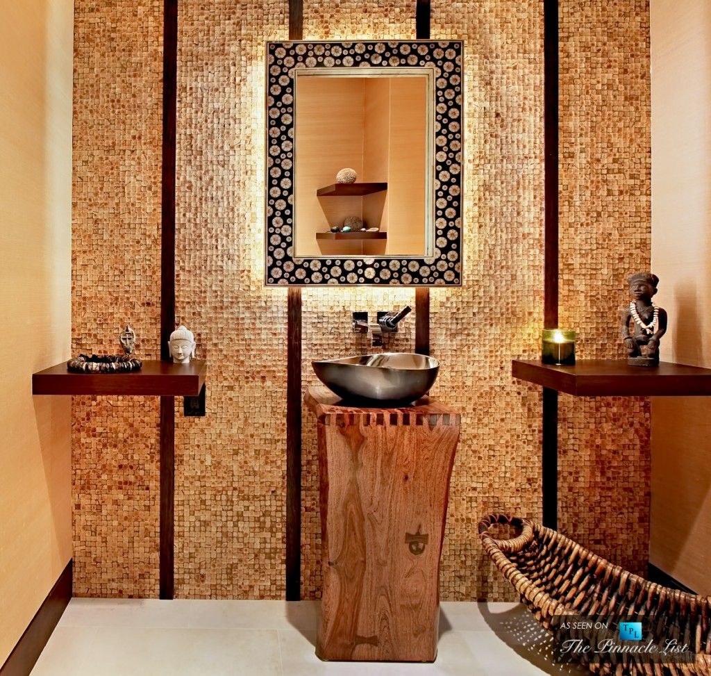 Oriental Style Bathroom Design Ideas. Mosaic tile makes the atmosphere