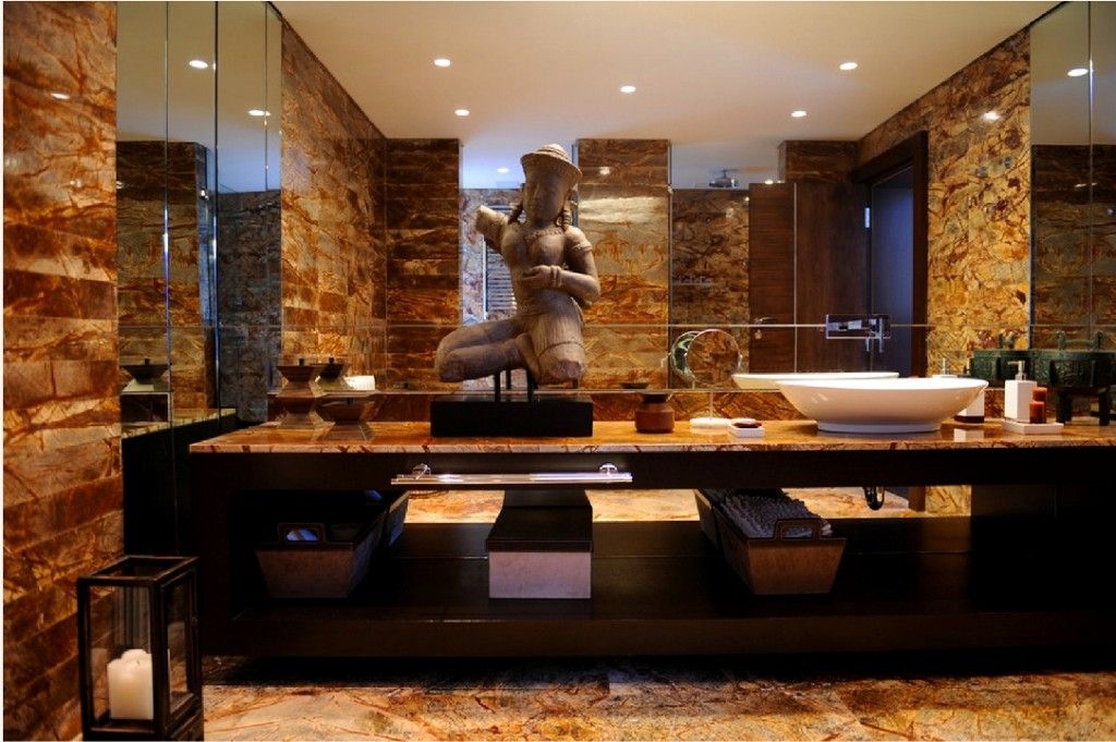 Oriental Style Bathroom Design Ideas. Japanese bathroom with Indian influence