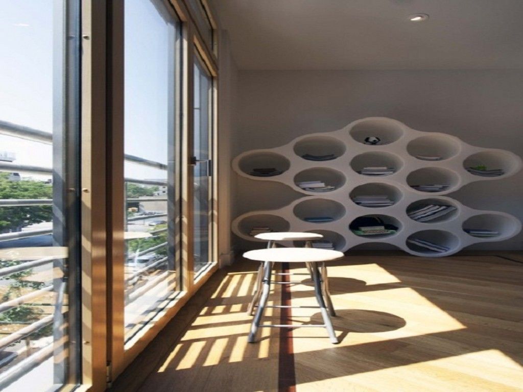 Nice Unusual Bookshelves Interior Decoration. Nice cells of the white innovative book stand