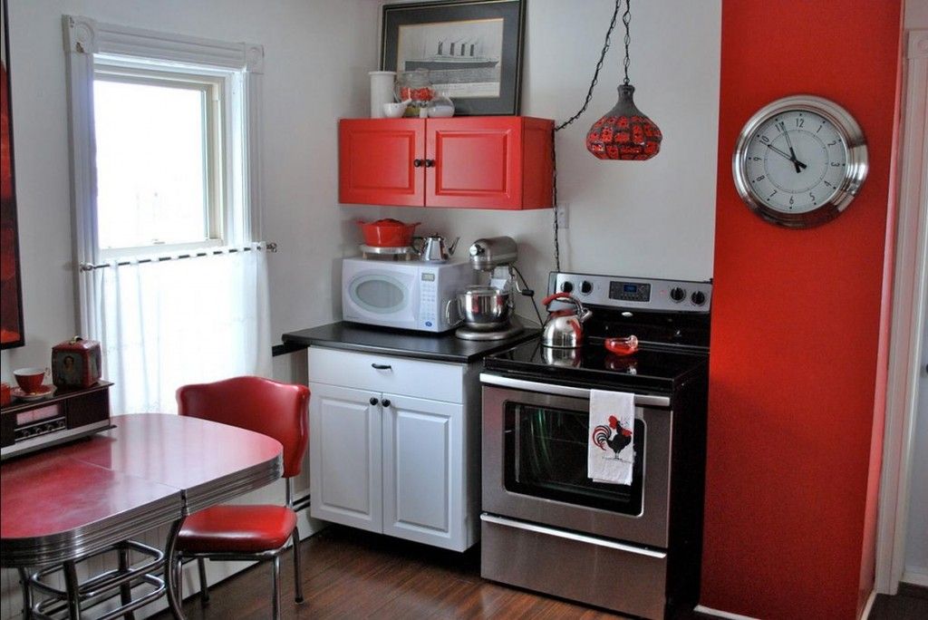 Red Color Interior Design Ideas. Bright accents in the kitchen