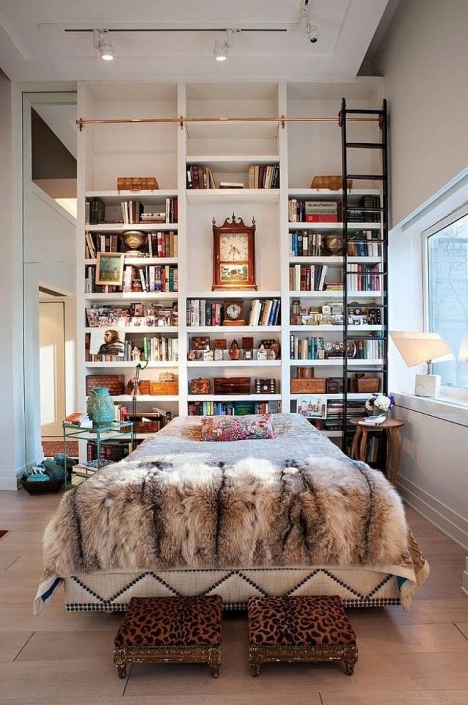 Nice Unusual Bookshelves Interior Decoration. High stand with ladder