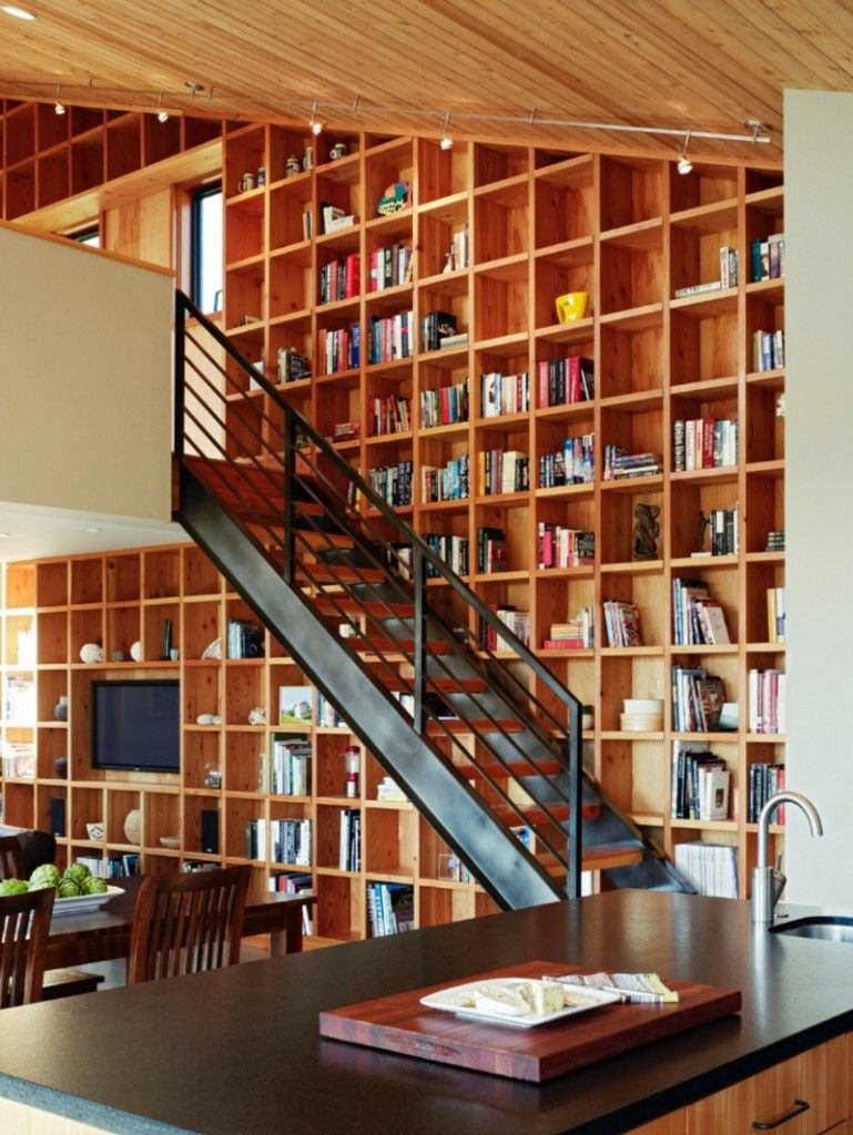 Nice Unusual Bookshelves Interior Decoration. Too much books for one wall