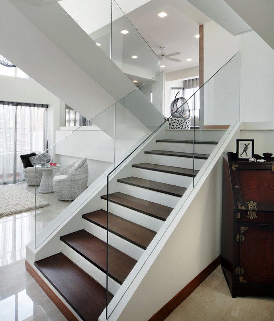 Staircase Modern Constructions Types Design. Glass panels for transparent handrails