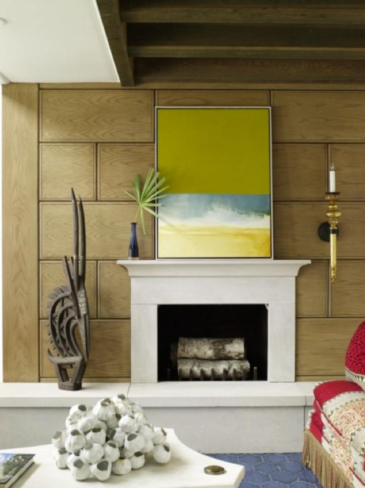 African Interior Design Style. Unique semi-oriental decoration with big fresh looking picture