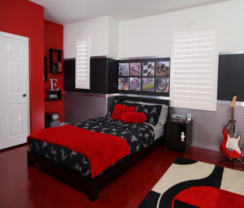 Red Color Interior Design Ideas. Adult decoration of the bedroom with juicy red