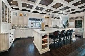 Kitchen Design Latest Trends 2016. White and black ceiling cells with built-in light