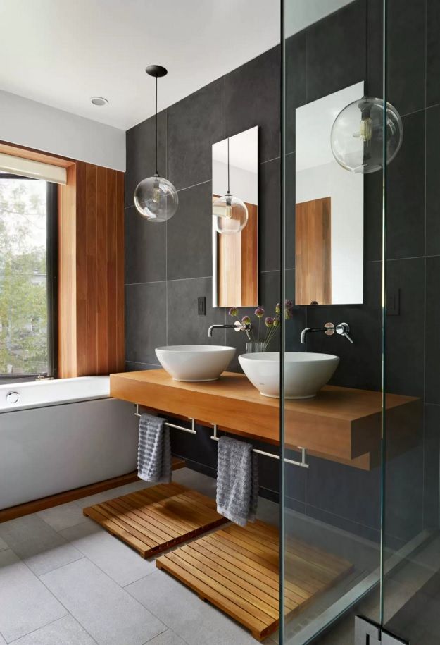 Choosing New Bathroom Design Ideas 2016. Natural materials for the trimming