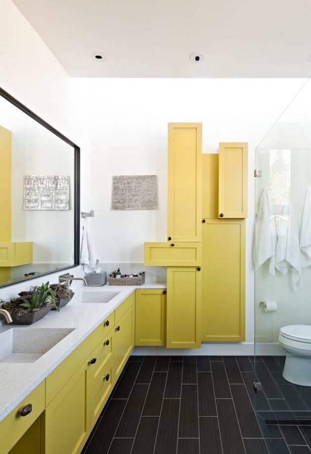 Bathroom Modern Interior Design Original Ideas. the premise with gorgeous absolutely unique solution for the storage system in yellow